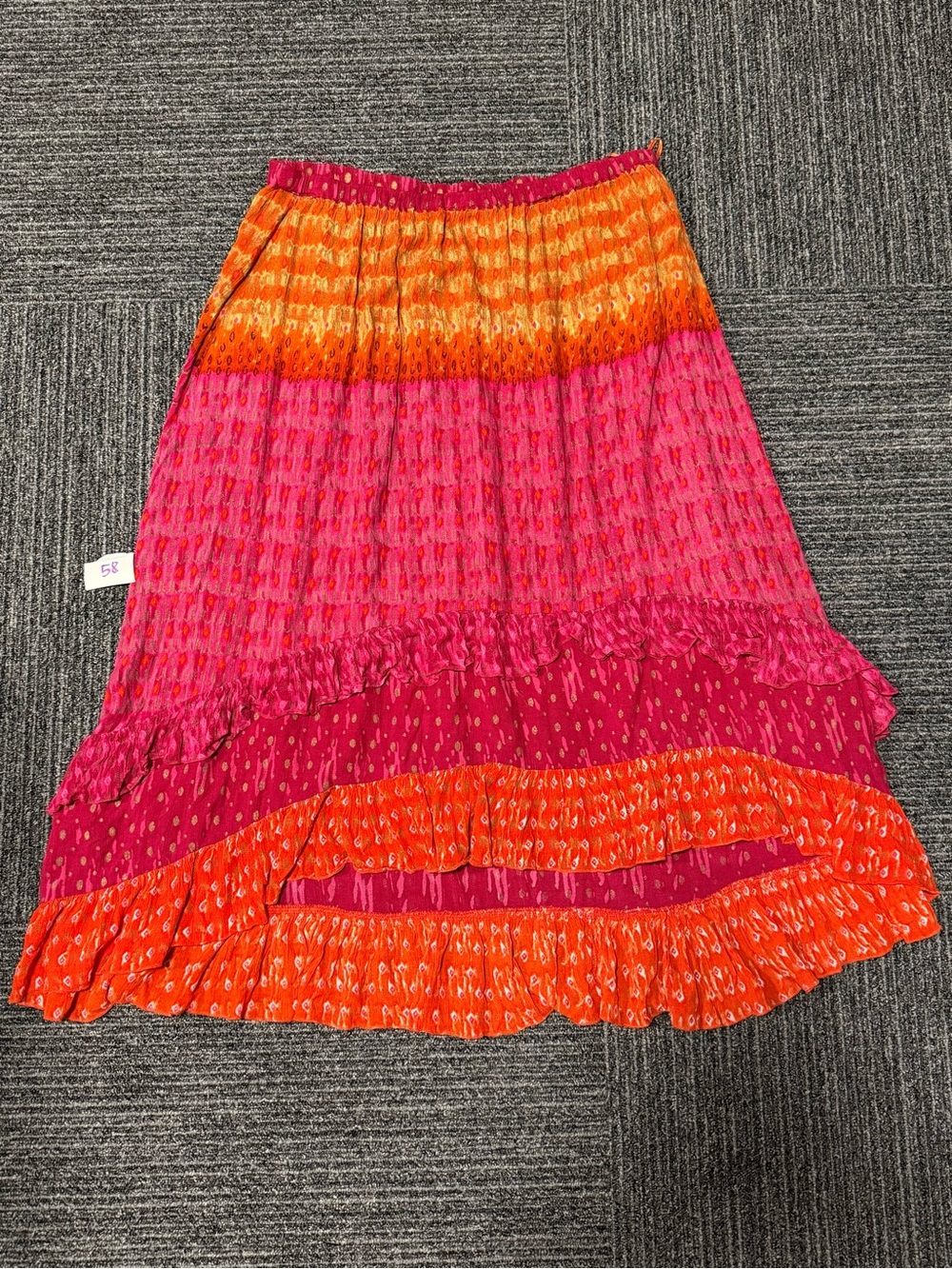 Tantrums Pink and Orange Tiered Maxi Skirt